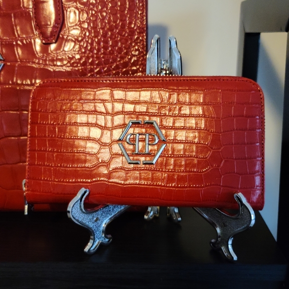 Philipp Plein Handbags - Gorgeous Red Crocodile Print Philipp Plien Wallet